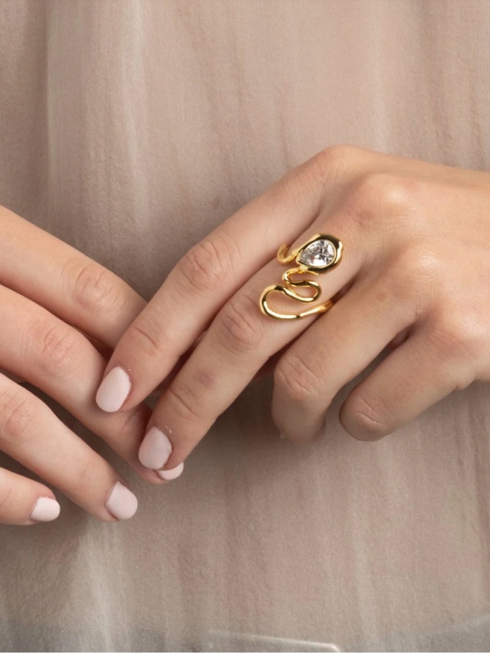 NEW Alexis Bittar Asterales Floating Vine Ring Size 7 Gold Clear JL26 - Picture 4 of 7